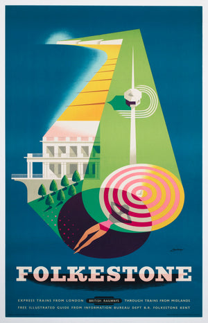 folkestone 1950s travel poster reginald montague lander