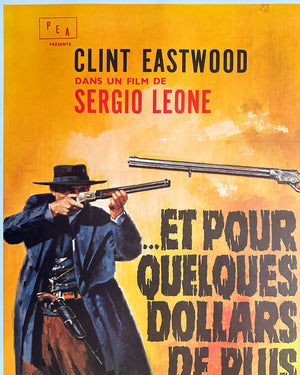 For a Few Dollars More 1966 French Grande Film Movie Poster, Jean Mascii - detail