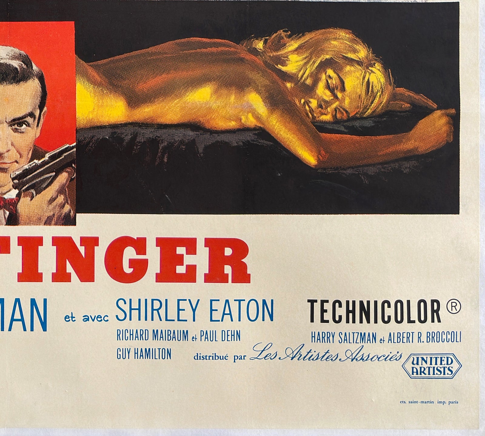 Goldfinger 1964 French Grande Film Movie Poster, Jean Mascii - detail
