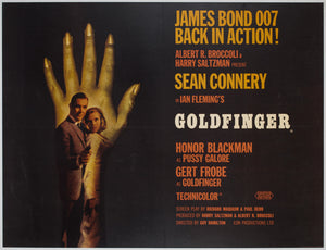 Goldfinger 1964 UK Quad Style B Film Movie Poster, Robert Brownjohn James Bond