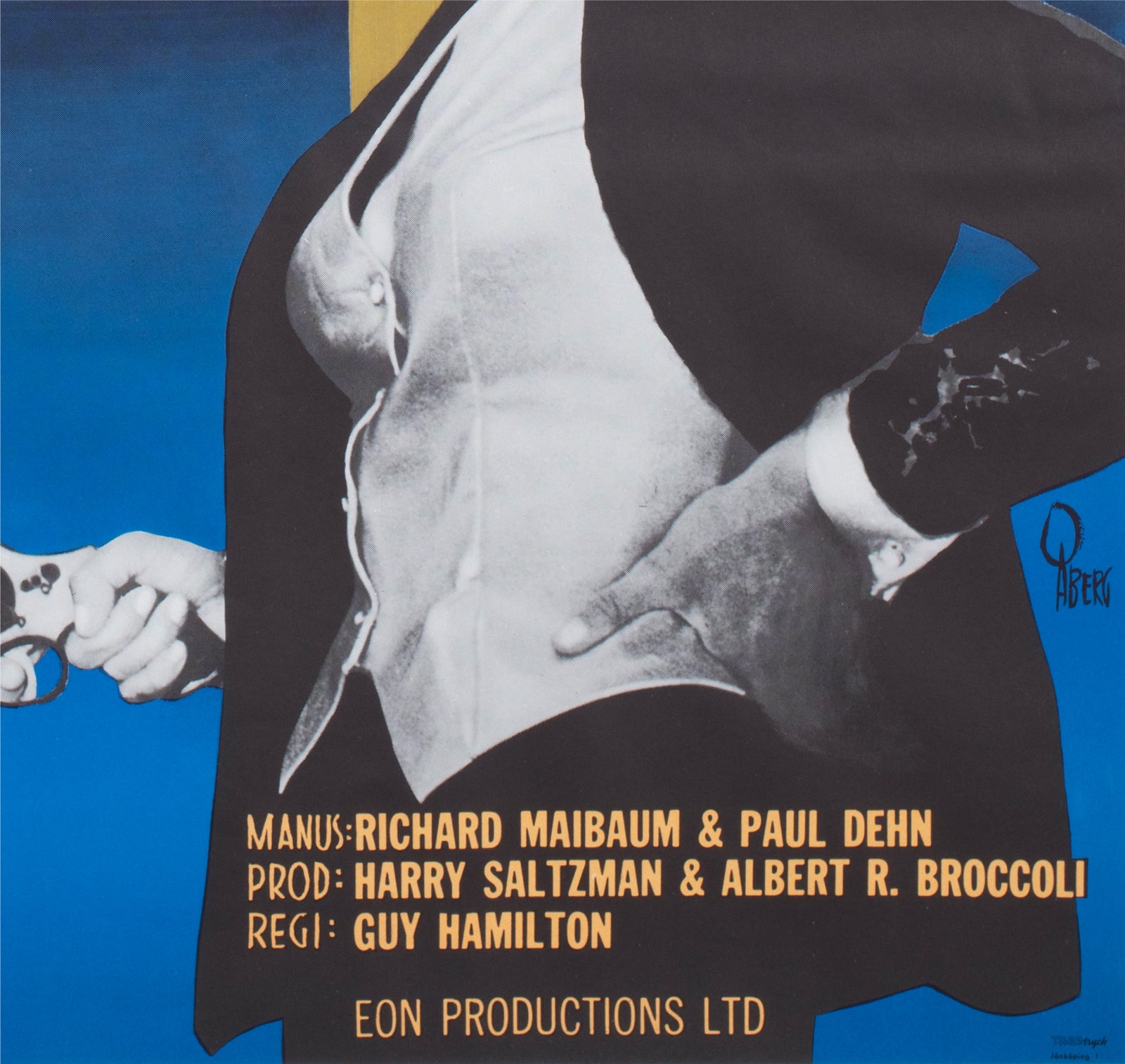 Goldfinger R1967 Swedish 1 Sheet Film Poster Gosta Aberg - detail