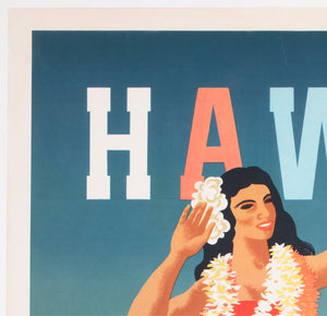 Hawaii by Clipper 1948 Pan American Airline Travel Poster John Atherton - detail