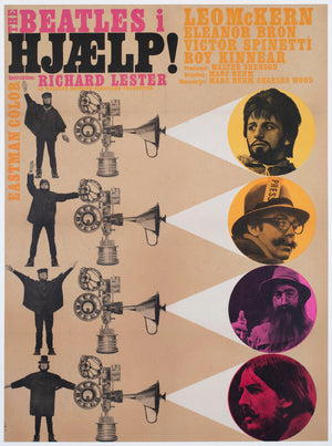 Help! 1965 Danish 1 Sheet Film Movie Poster, The Beatles
