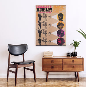 Help! 1965 Danish 1 Sheet Film Movie Poster, The Beatles