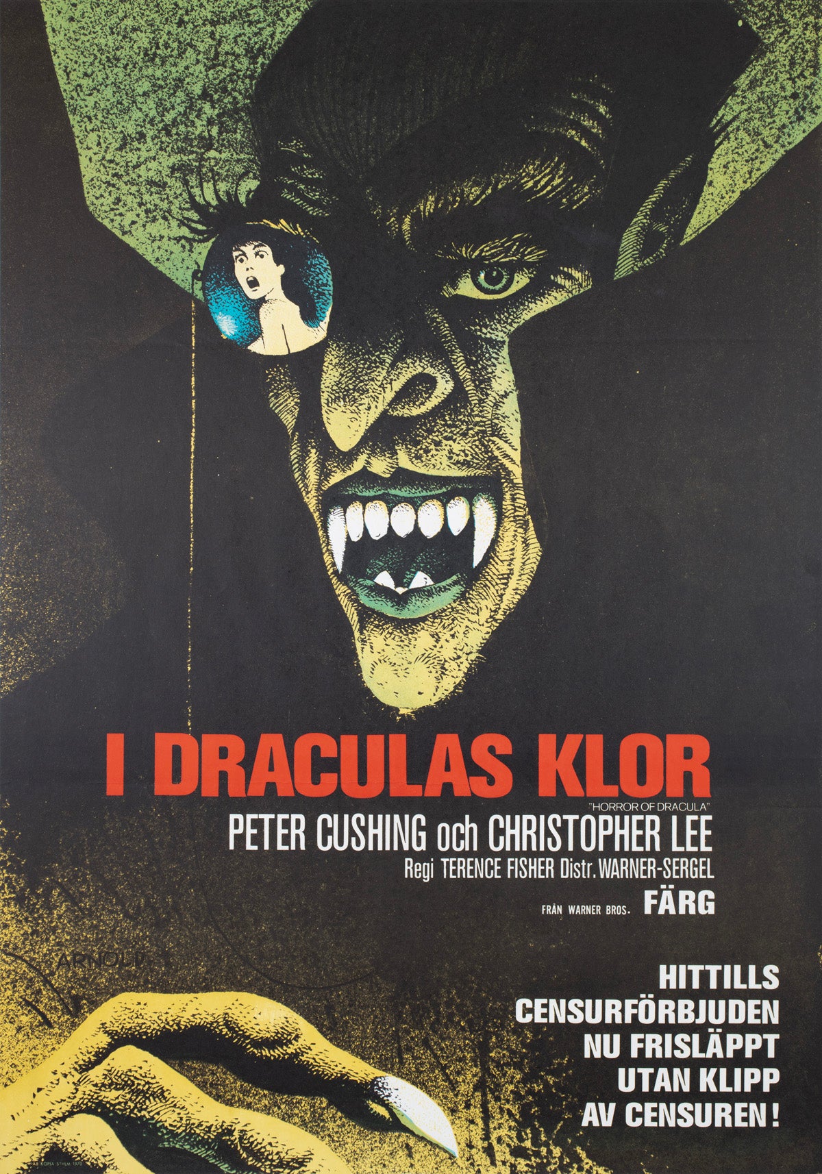 Horror of Dracula 1970 Swedish Film Poster Hans Arnold
