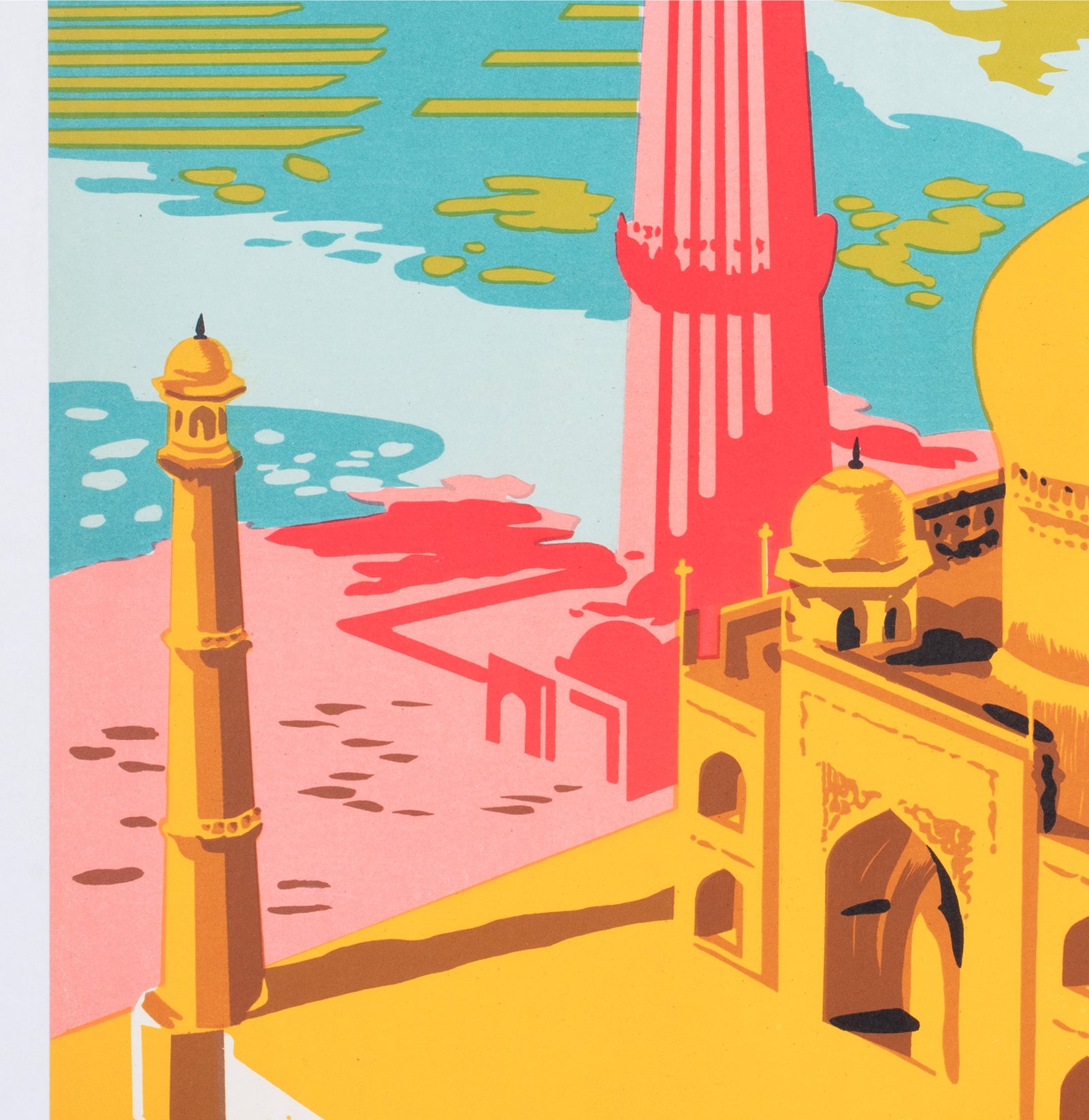 India 1957 Travel Advertising Poster - detail