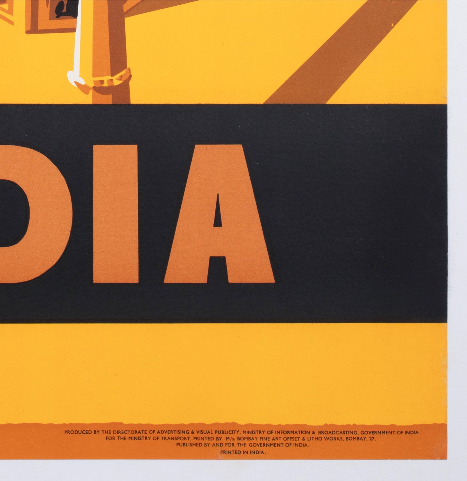 India 1957 Travel Advertising Poster - detail