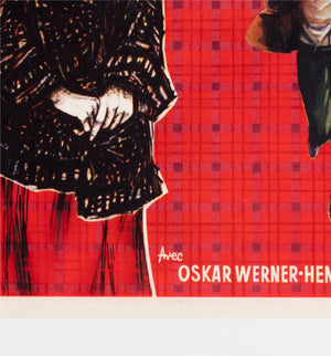 Jules and Jim 1962 Belgian Film Poster - detail