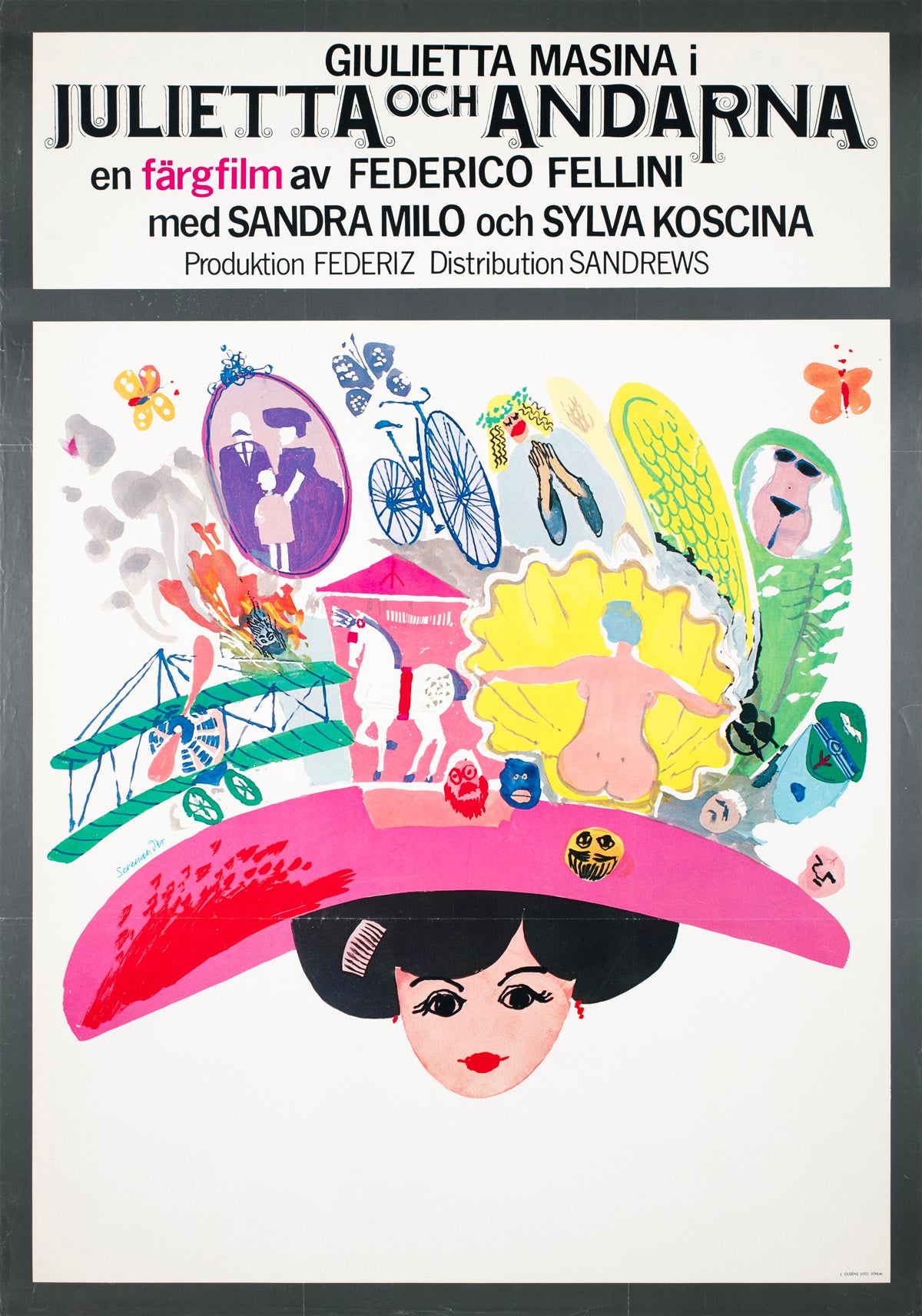 Juliet of the Spirits 1966 Swedish Film Poster Bengt Serenander