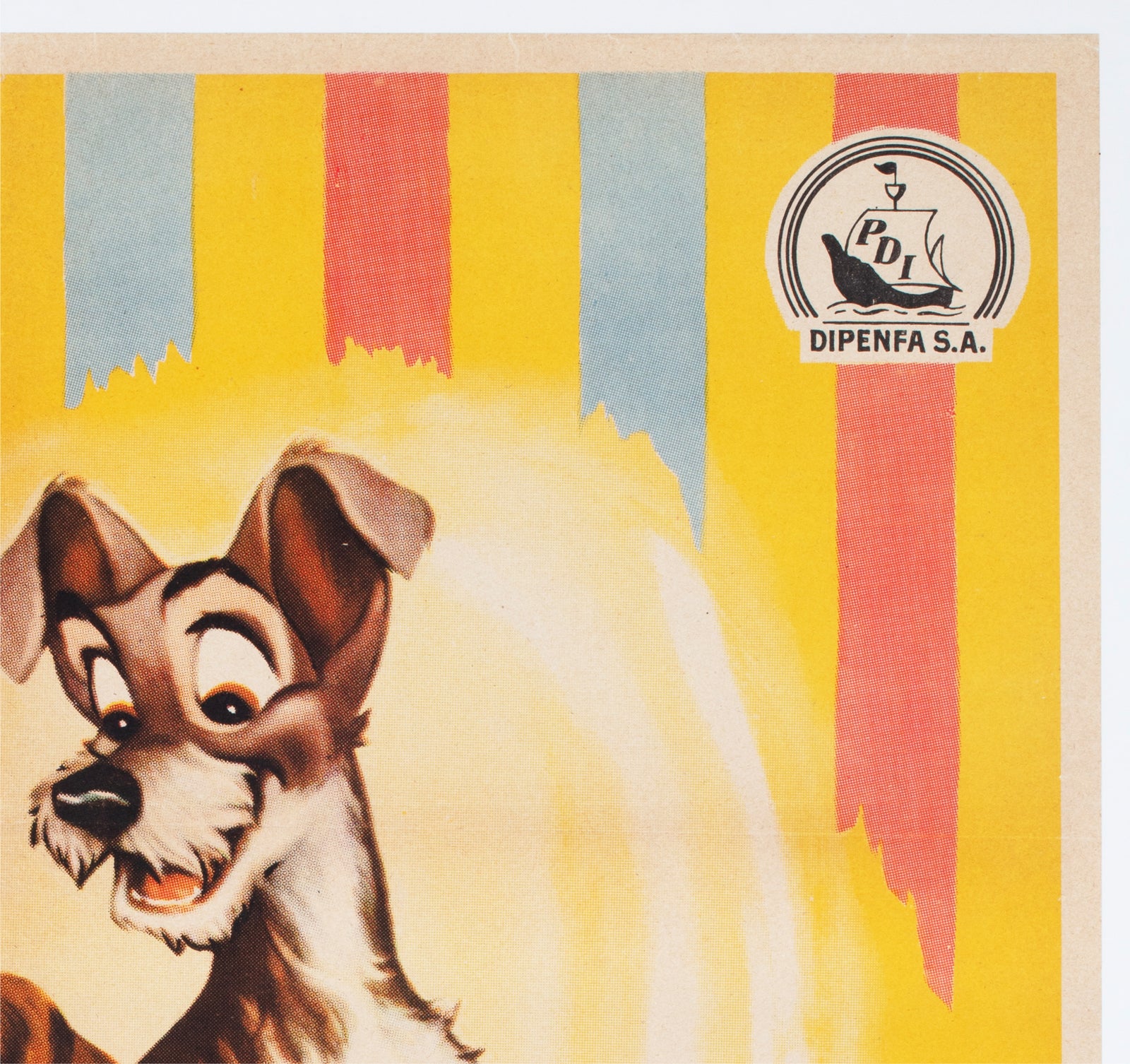 Lady and the Tramp 1957 Spanish 1 Sheet Film Movie Poster - detail