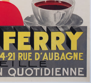 Les Cafes Jules Ferry 1935 Marseille Cafe French Advertising Poster Georges Nicolitch - detail