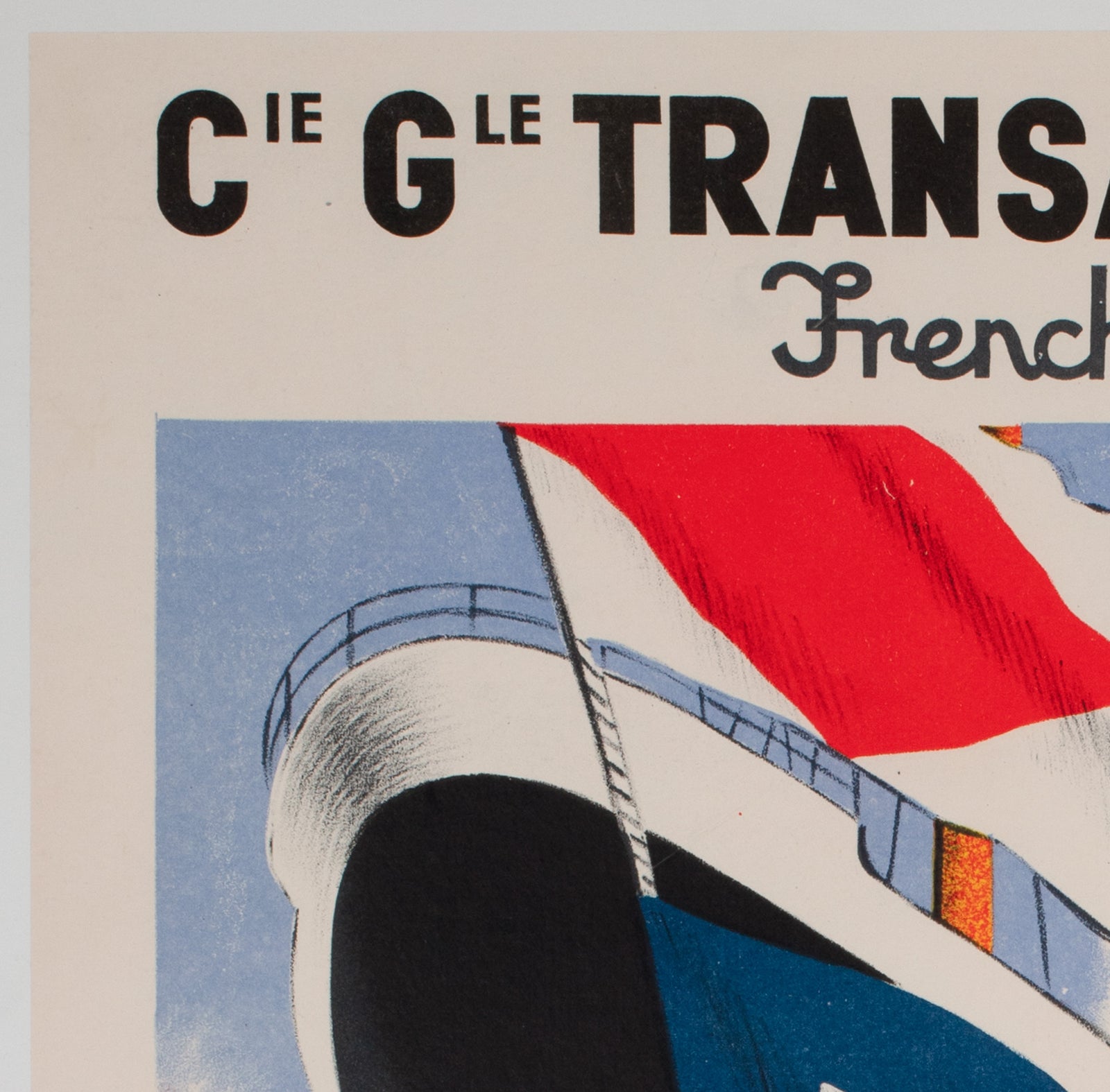 Liberte 1950 Cie Gle Transatlantique French Line Travel Shipping Poster, Edouard Collin - details