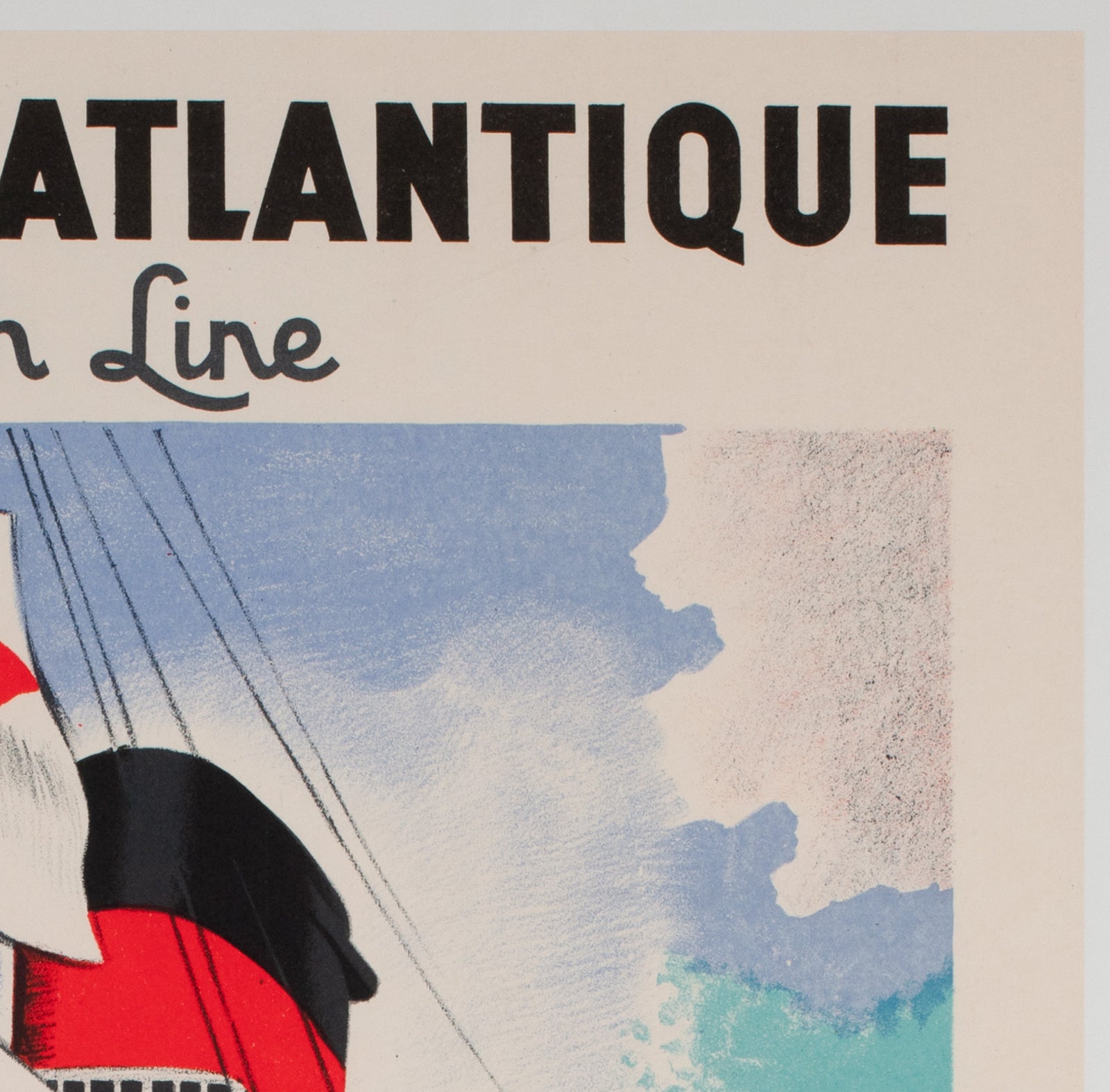 Liberte 1950 Cie Gle Transatlantique French Line Travel Shipping Poster, Edouard Collin - details