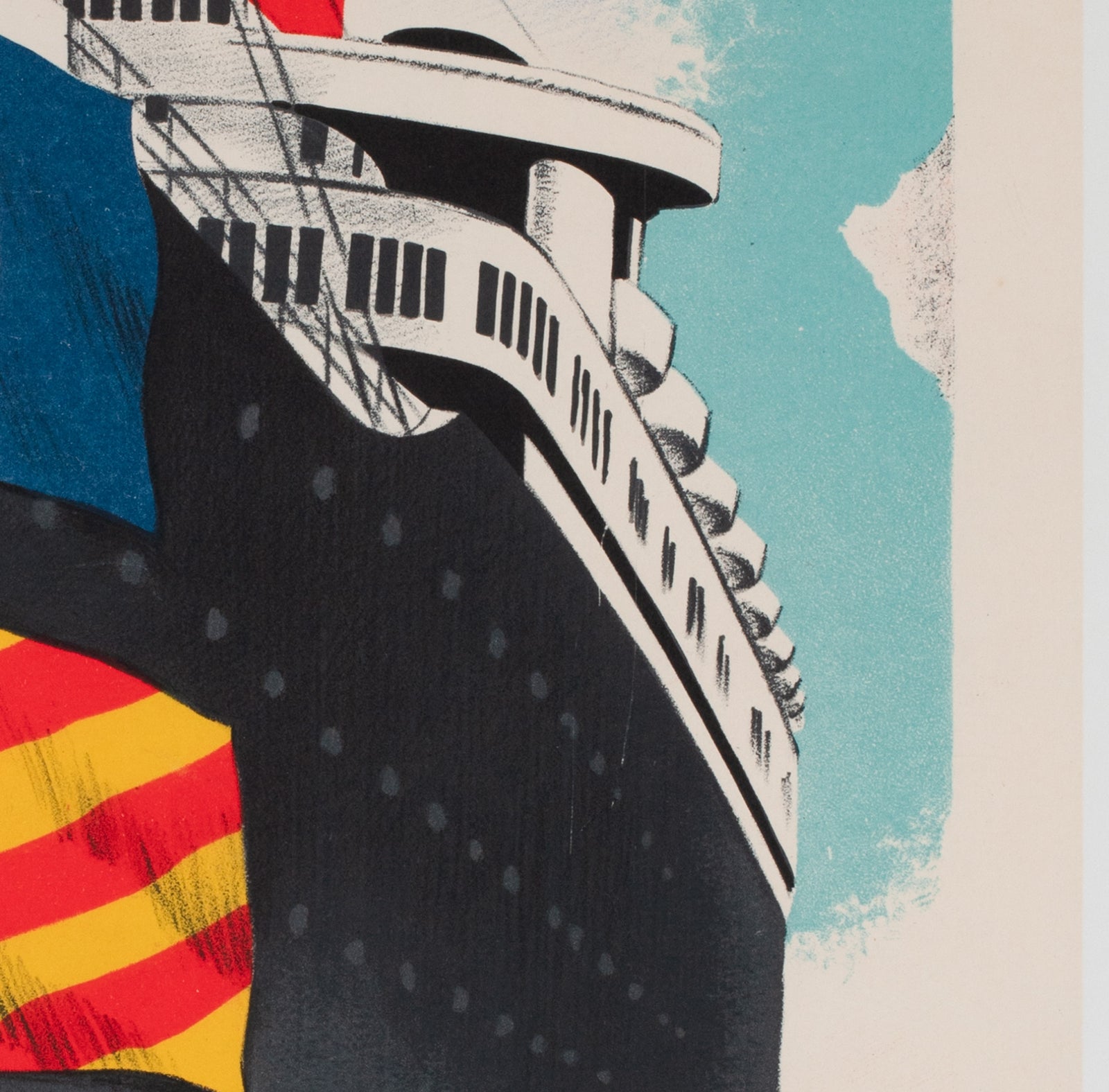 Liberte 1950 Cie Gle Transatlantique French Line Travel Shipping Poster, Edouard Collin - details