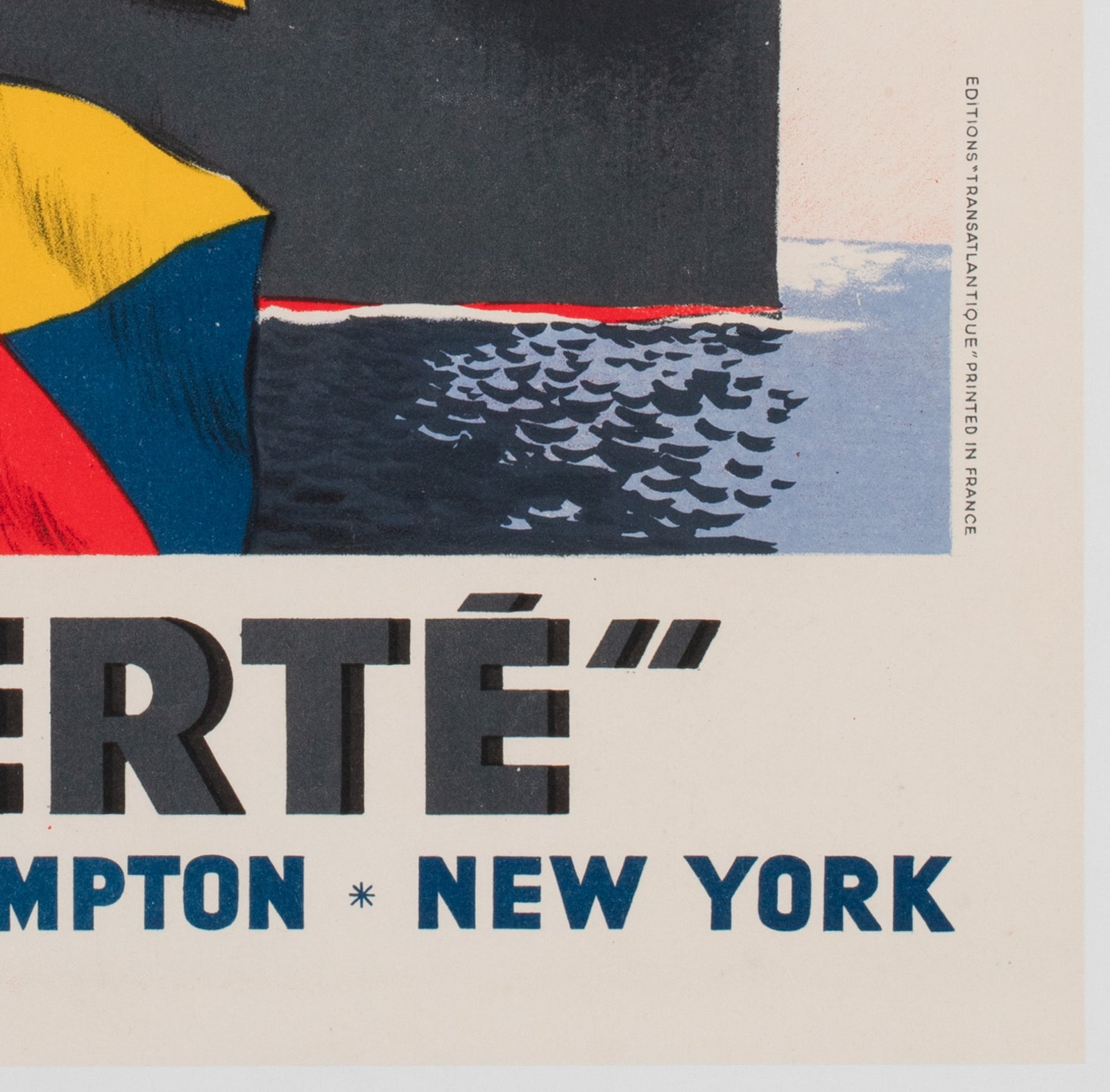 Liberte 1950 Cie Gle Transatlantique French Line Travel Shipping Poster, Edouard Collin - details
