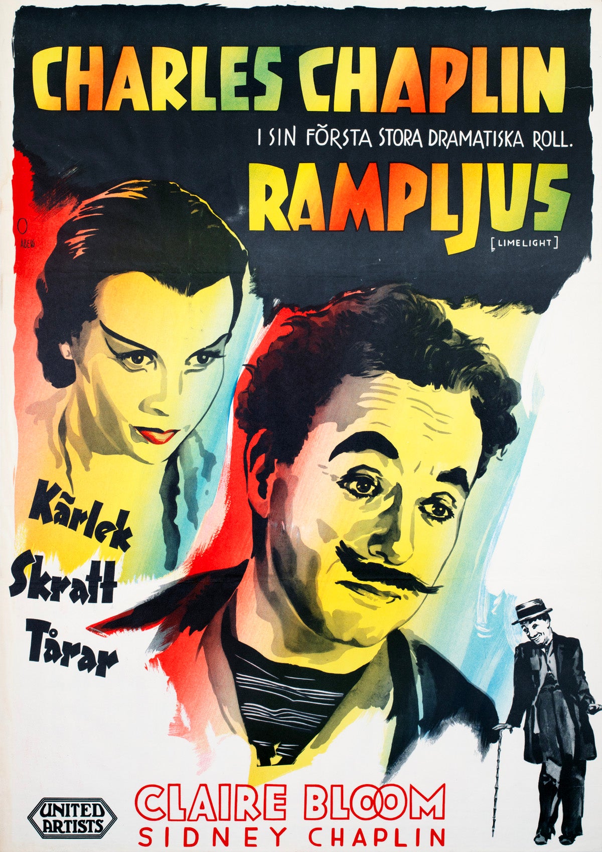 Limelight 1952 Swedish Film Poster Gösta Åberg