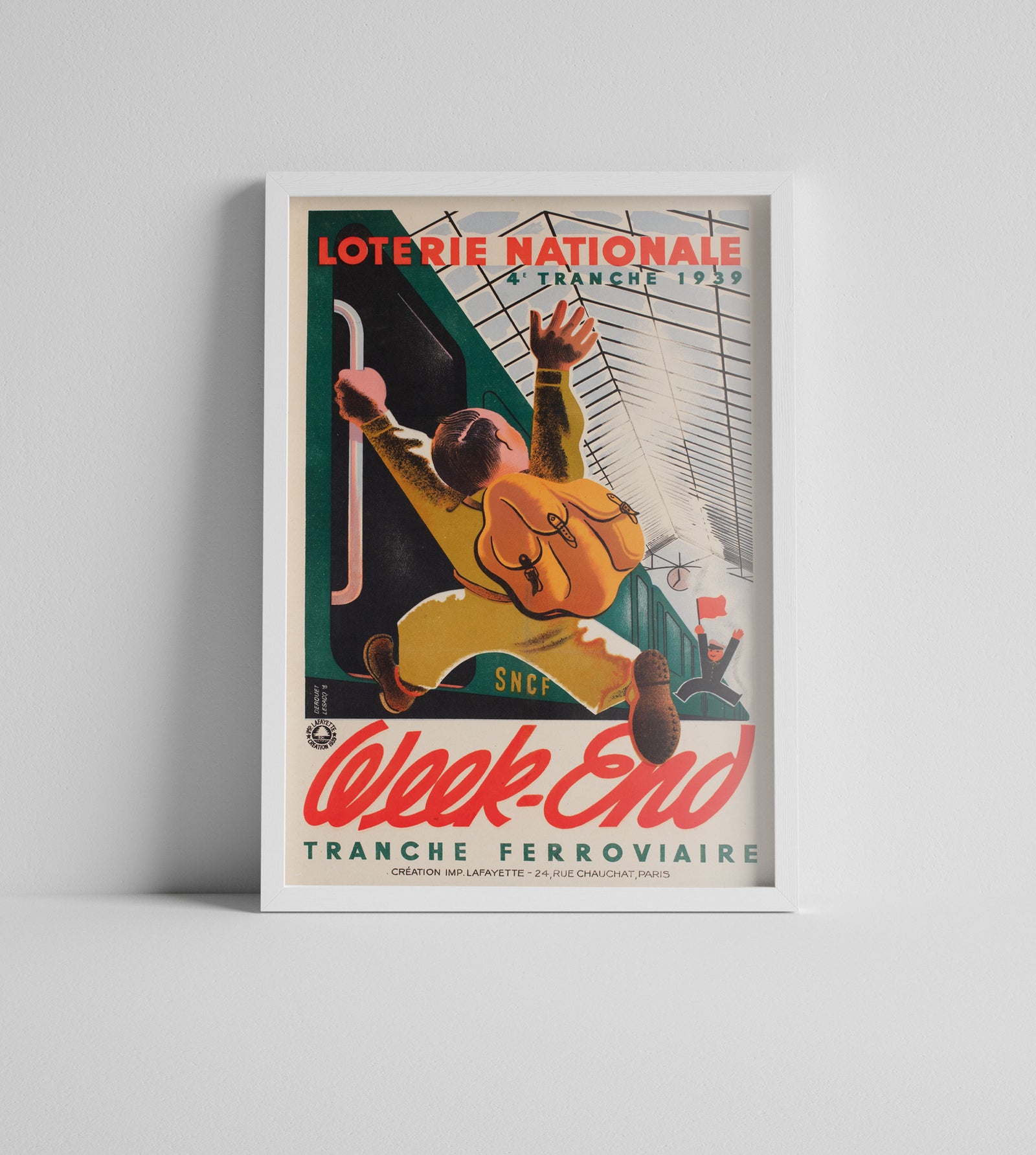 Loterie Nationale Week End 1939 SNCF Frenc Railway Lottery Poster Edgar Derouet and Charles Lesacq