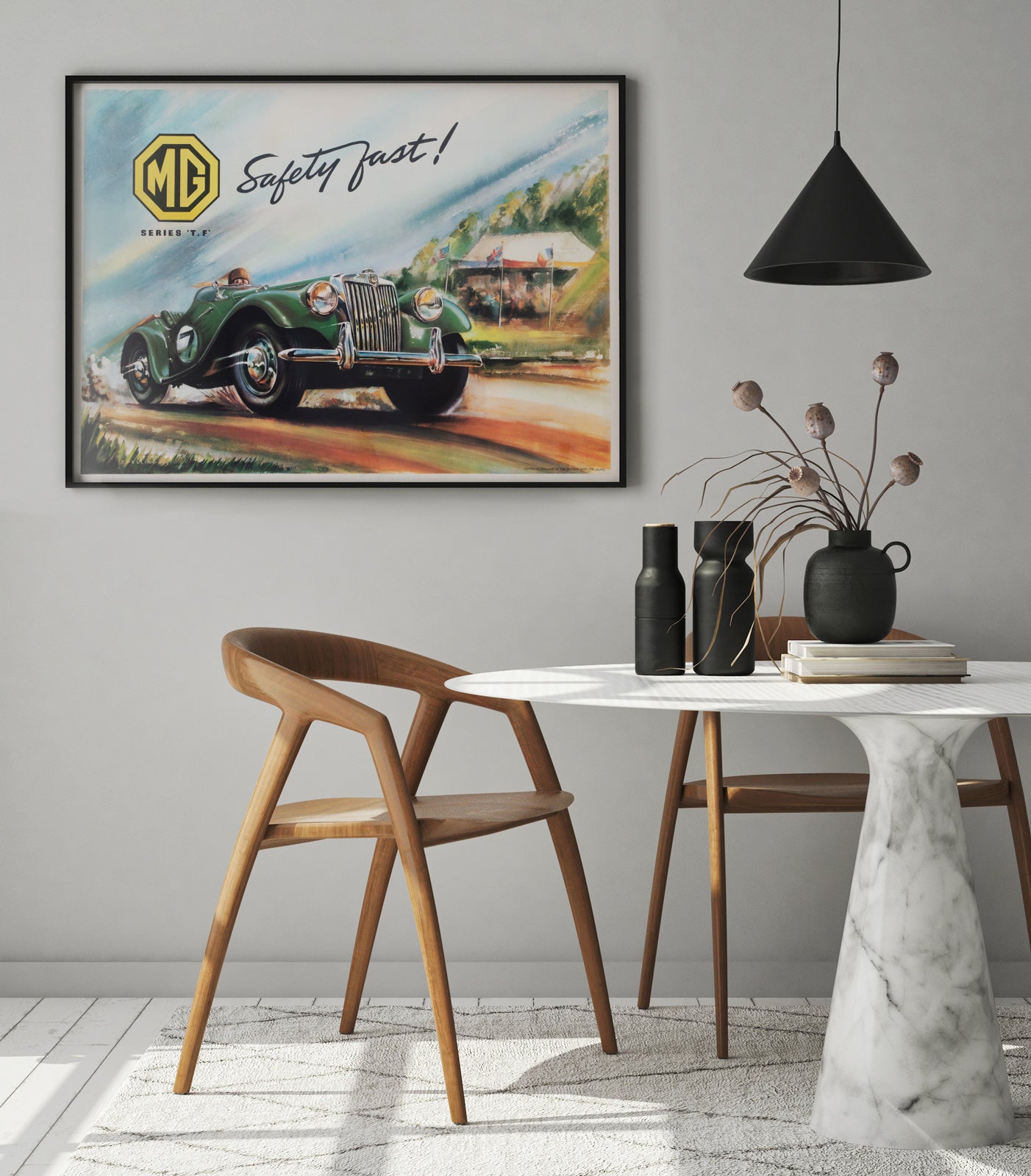 MG Series T.F. Safety First 1953 British Poster, J. Pelling