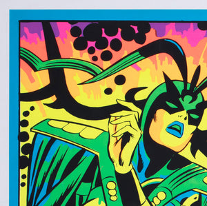 Marvel 1971 Blacklight No4010 Odin and Hela Poster Jack Kirby - detail