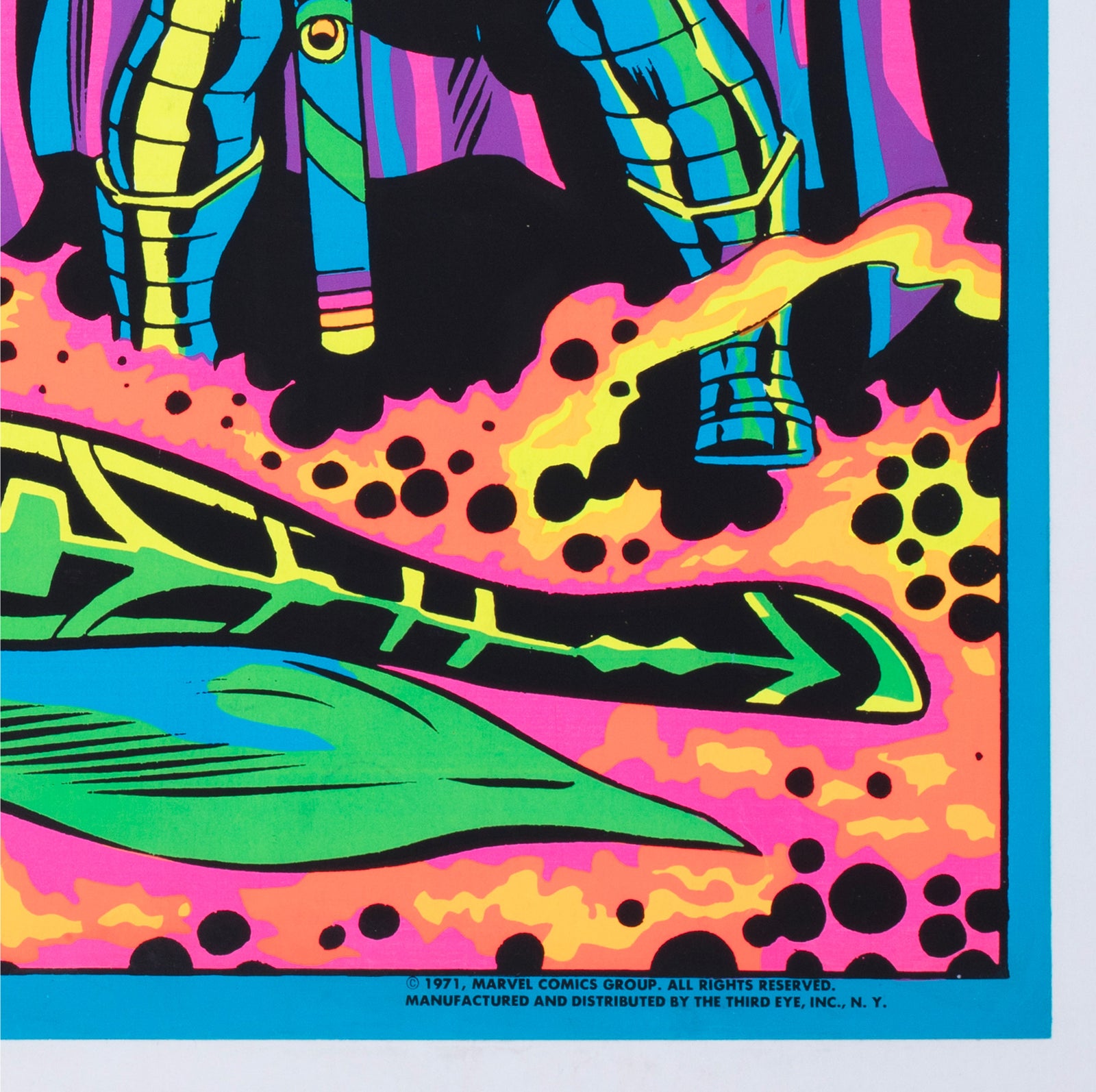 Marvel 1971 Blacklight No4010 Odin and Hela Poster Jack Kirby - detail
