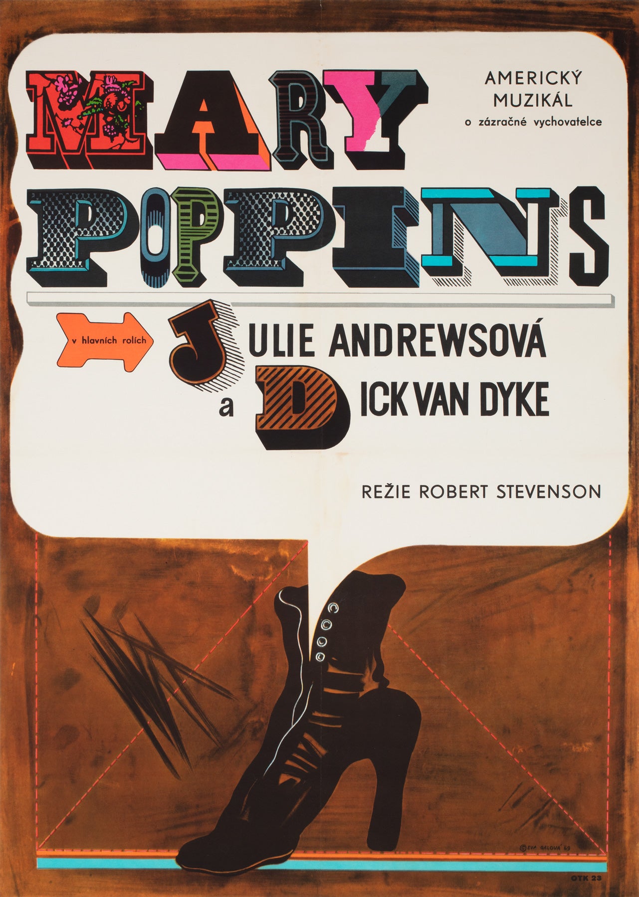 Mary Poppins 1969 Czech A1 Film Movie Poster, Eva Galova