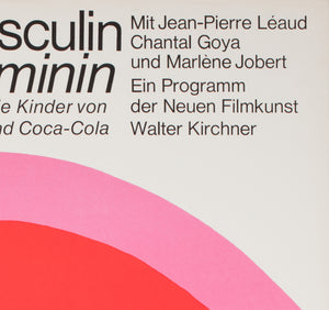 Masculin Feminin 1966 German A1 Film Movie Poster, Hans Hillmann - detail