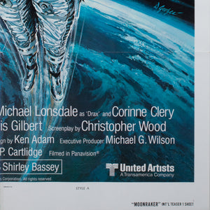 Moonraker 1979 US International 1 Sheet Style A Teaser Film Movie Poster, Daniel Goozee - detail