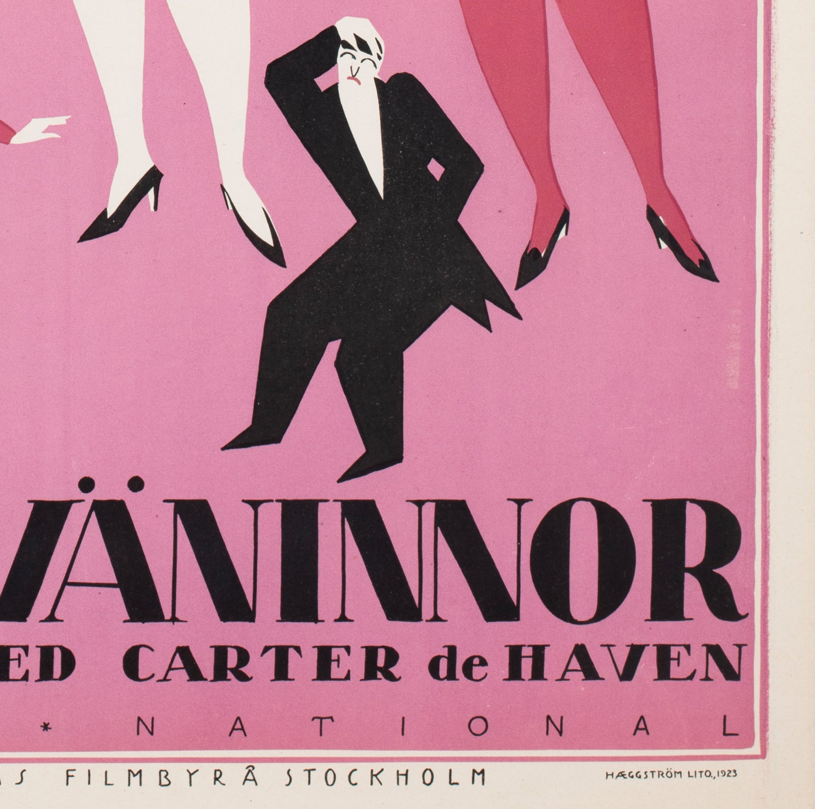 My Lady Friends 1923 Swedish Film Poster - detail