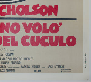 One Flew Over the Cuckoo's Nest 1976 Italian 2 Foglio Film Movie Poster - detail