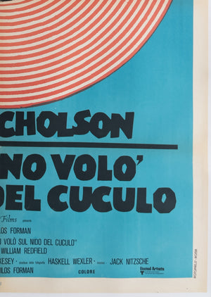 One Flew Over the Cuckoo's Nest R1970s Italian 2 Foglio Film Movie Poster - detail