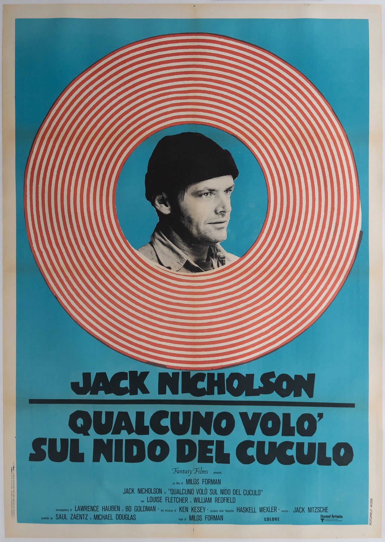 One Flew Over the Cuckoo's Nest R1970s Italian 2 Foglio Film Movie Poster