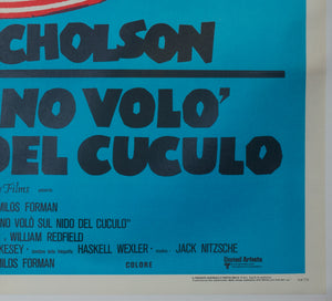 One Flew Over the Cuckoo's Nest R1970s Italian 2 Foglio Film Movie Poster - detail