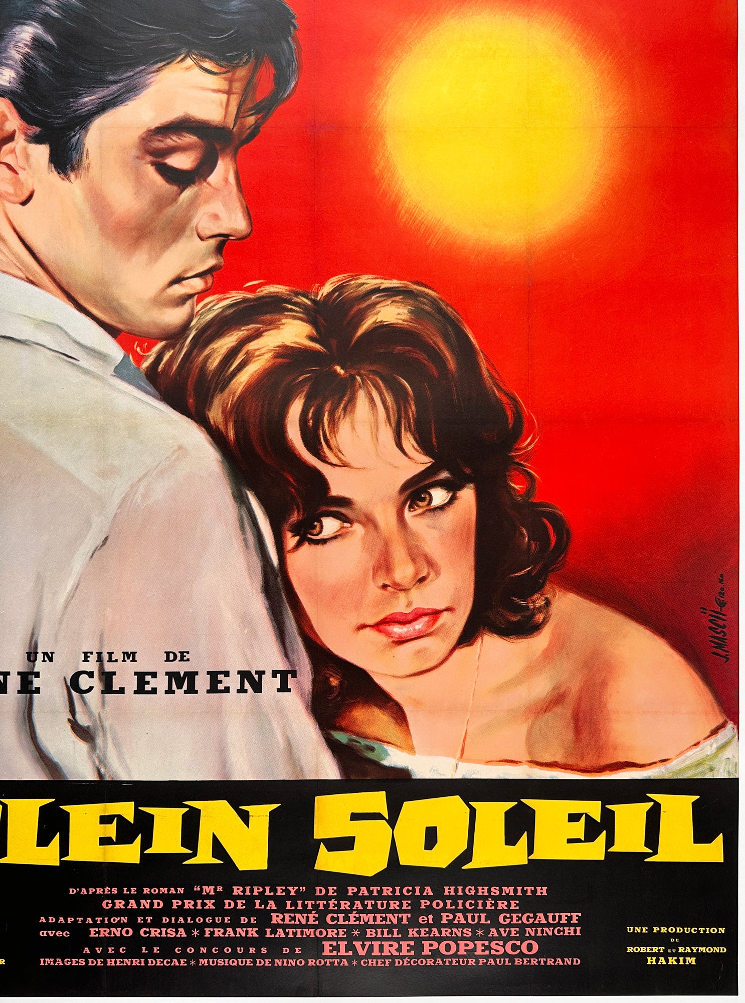 Plein Soleil / Purple Moon 1960 French Grande FIlm Movie Poster, Jean Mascii
