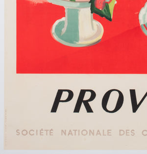 Provence 1945 SNCF French Railway Travel Advertising Poster, Jal - detail