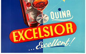Quina Excelsior 1950s French Alcohol Advertising Poster, Kalischer - detail