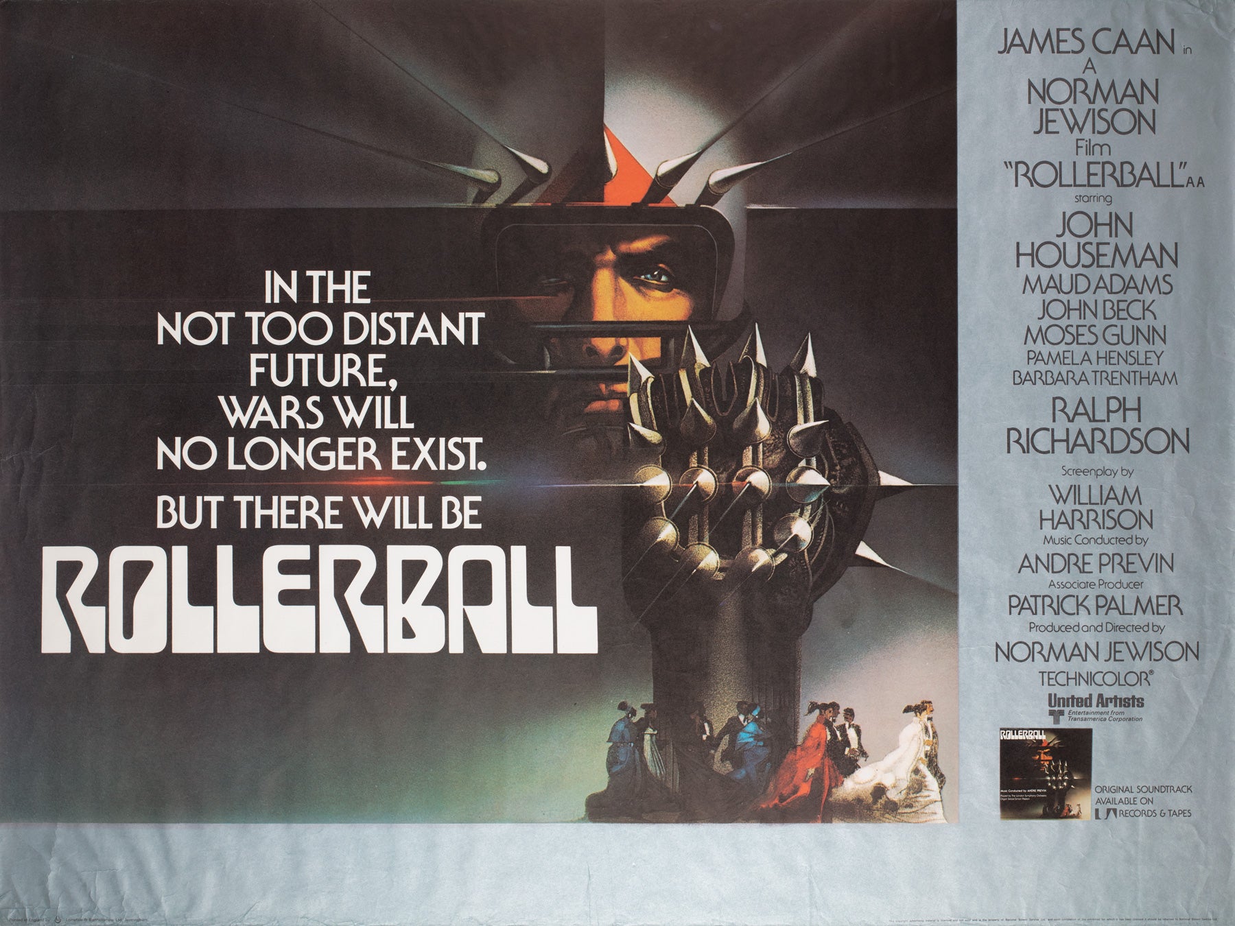 Rollerball 1975 Rolled UK Quad Film Movie Poster, Bob Peak