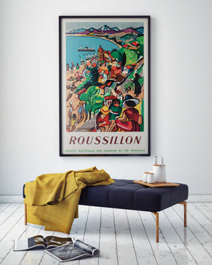 Roussillon 1952 SNCF French Railway Travel Advertising Poster, Francois Desnoyer