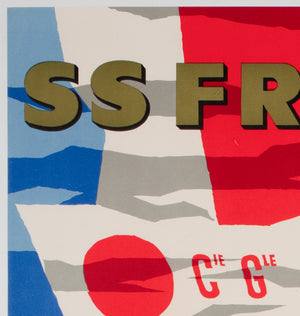 SS France Cie Gle Transatlantique French Line 1961 Travel Poster, Jean Jacquelin - detail