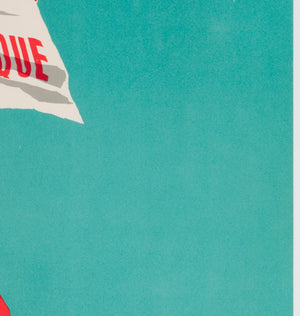 SS France Cie Gle Transatlantique French Line 1961 Travel Poster, Jean Jacquelin - detail