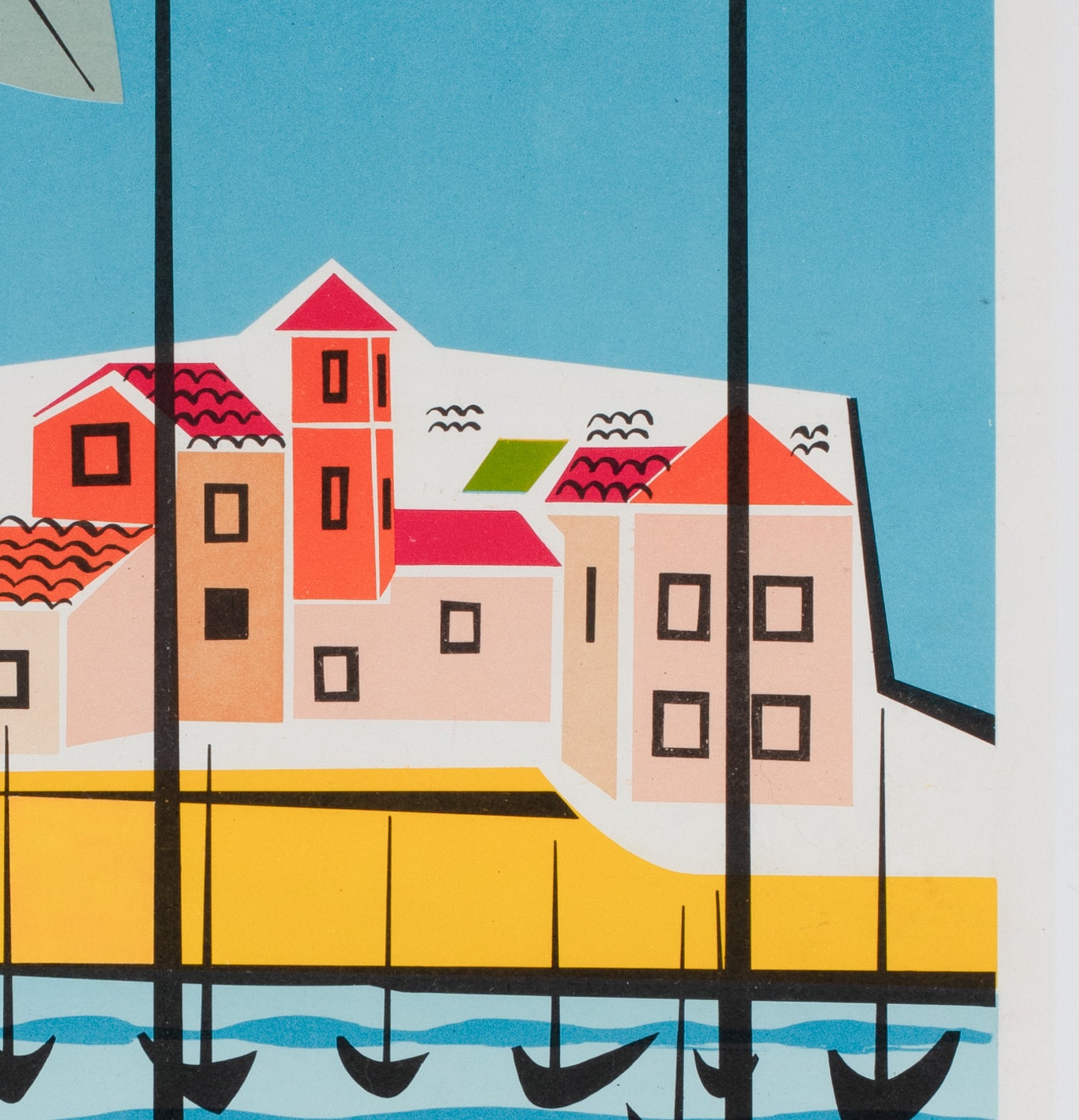 Sainte Maxime Cote d'Azur 1960s French Travel Poster, Bernard Thonus - details