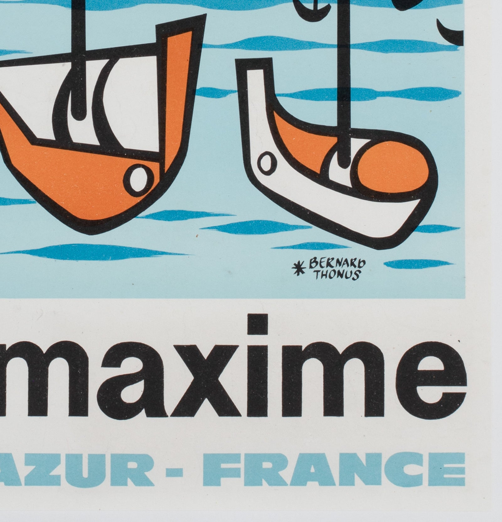 Sainte Maxime Cote d'Azur 1960s French Travel Poster, Bernard Thonus - details