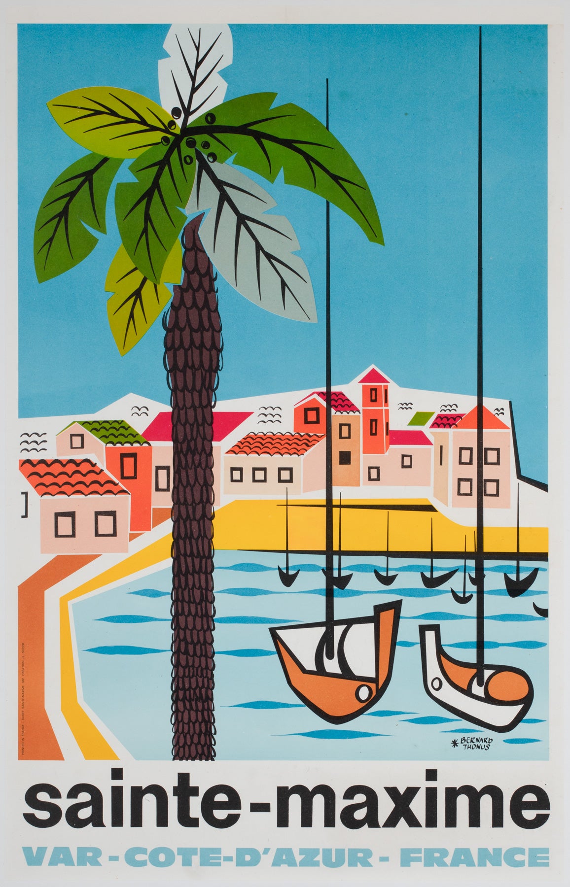 Sainte Maxime Cote d'Azur 1960s French Travel Poster, Bernard Thonus