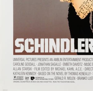 Schindler's List 1993 US 1 Sheet Special Unused Film Movie Poster, Saul Bass - detail