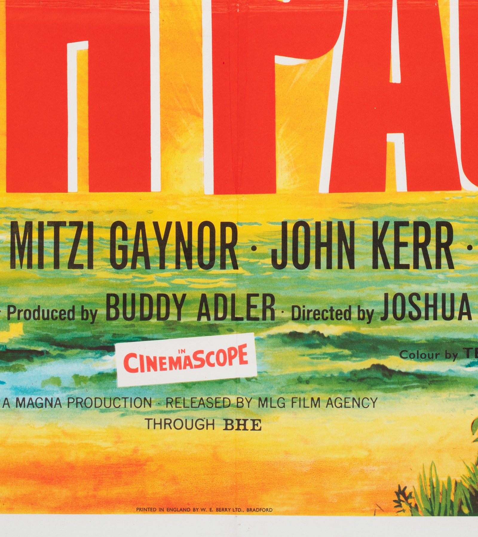 South Pacific R1960s UK Quad Film Movie Poster, Tom Chantrell - detail