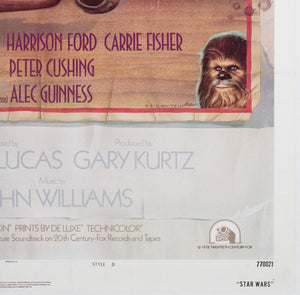 Star Wars 1977 US 1 Sheet Style D Film Movie Poster, Drew Struzen - detail