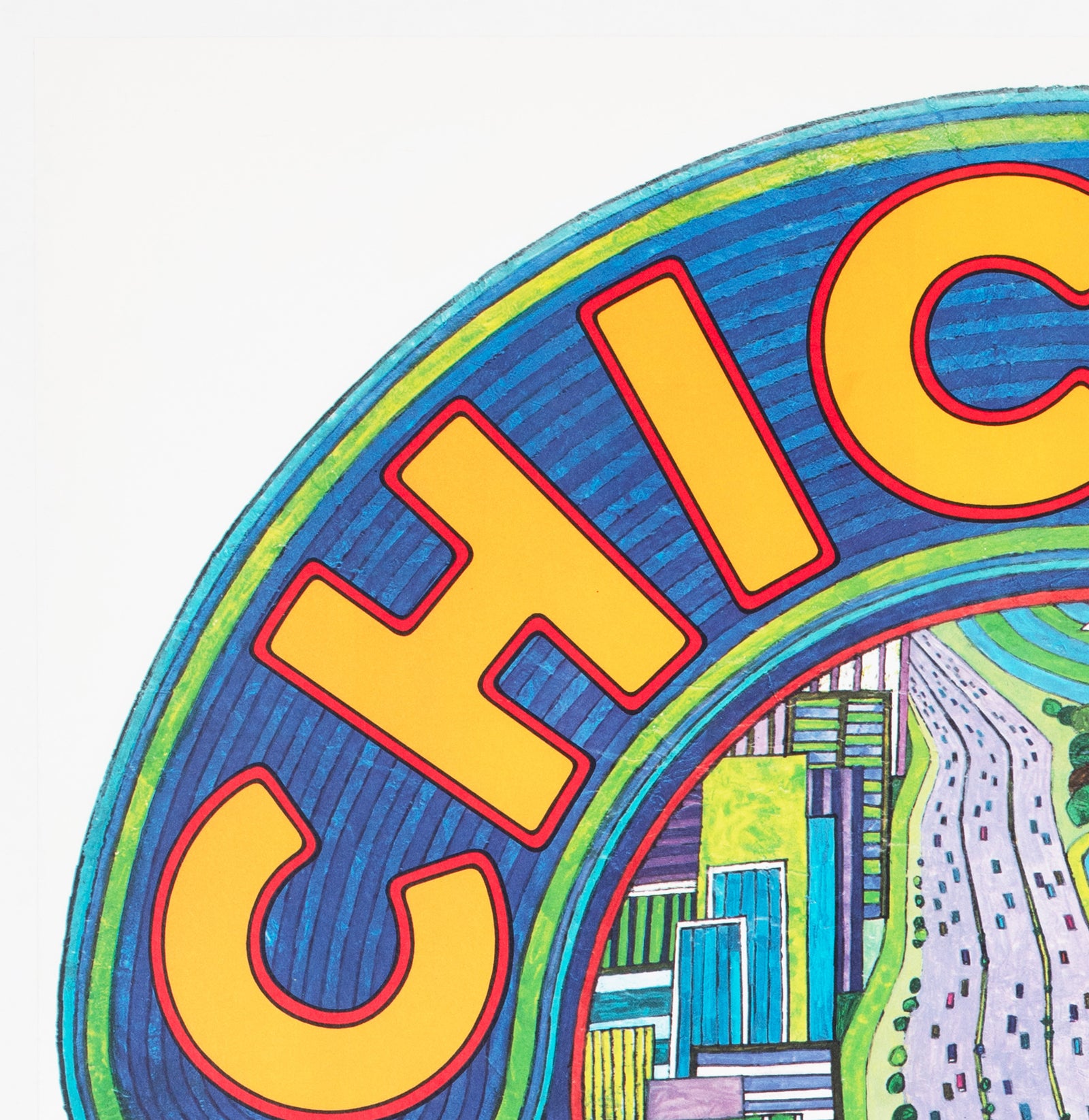 TWA Chicago c1960s Airline Travel Advertising Poster David Klein - detail