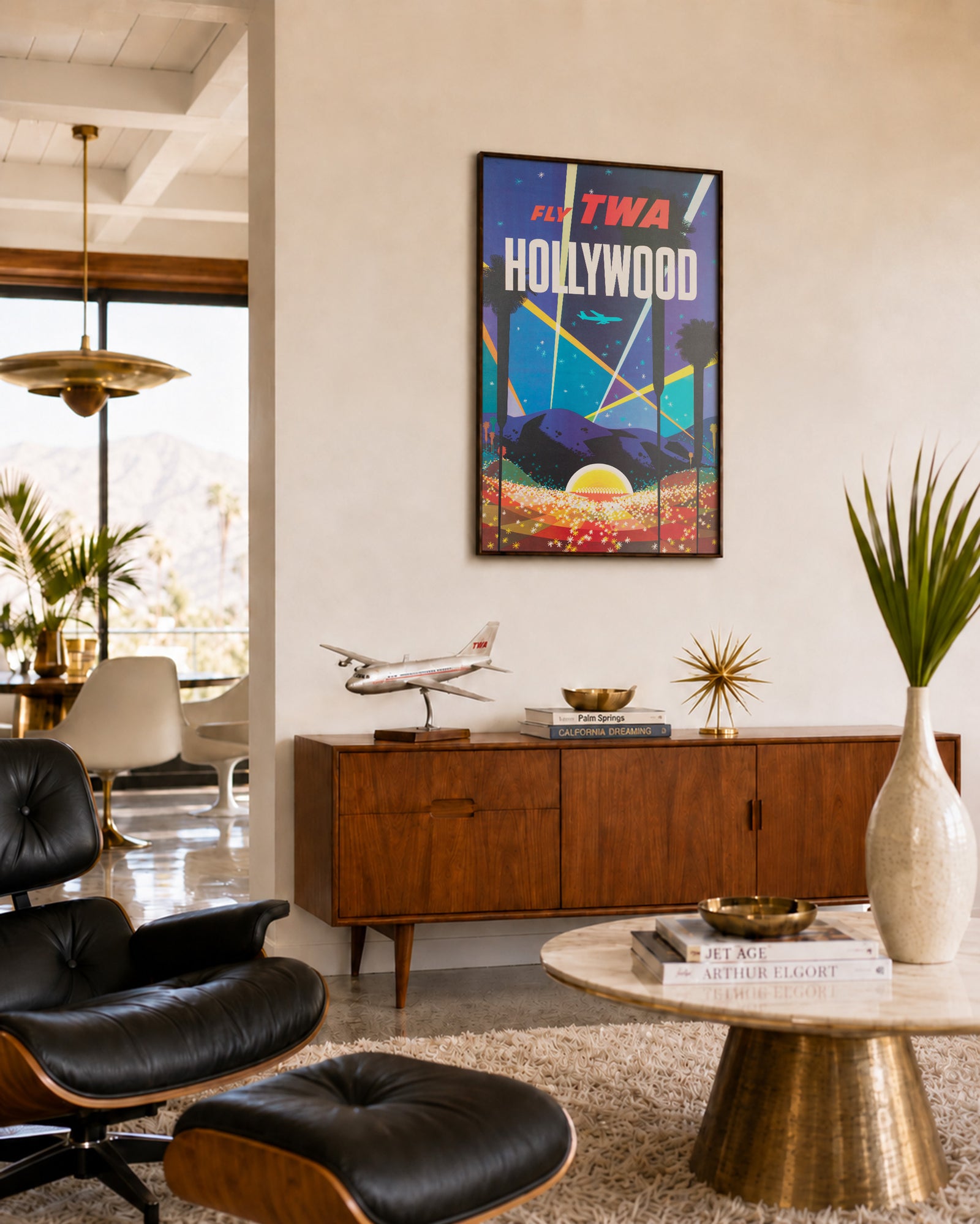 TWA Hollywood c1960s Travel Poster David Klein
