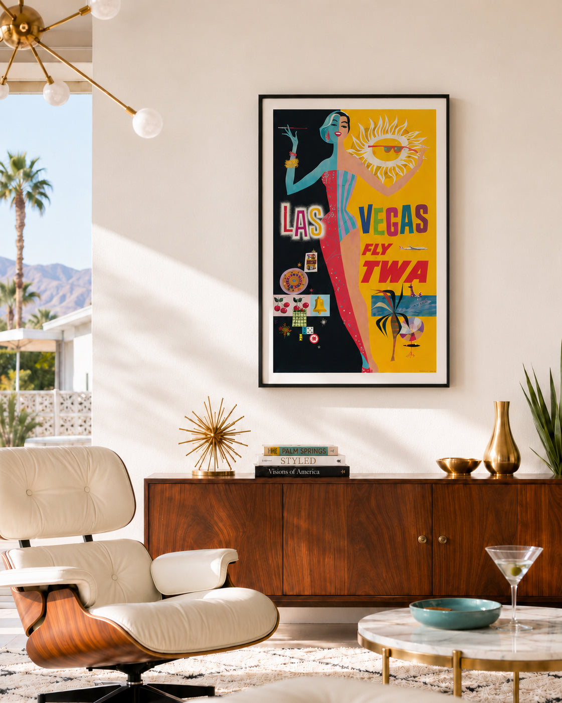 TWA Las Vegas 1950s Airline Travel Advertising Poster David Klein