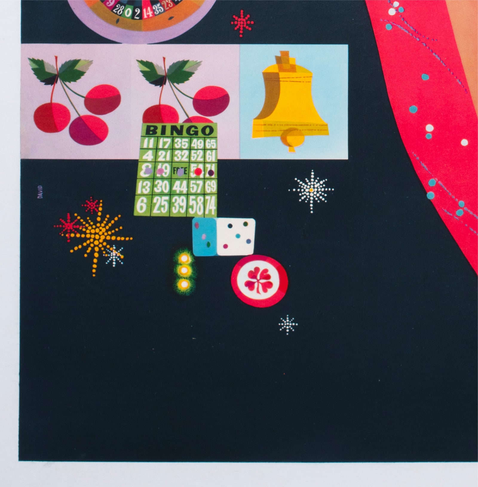 TWA Las Vegas 1950s Airline Travel Advertising Poster David Klein - detail
