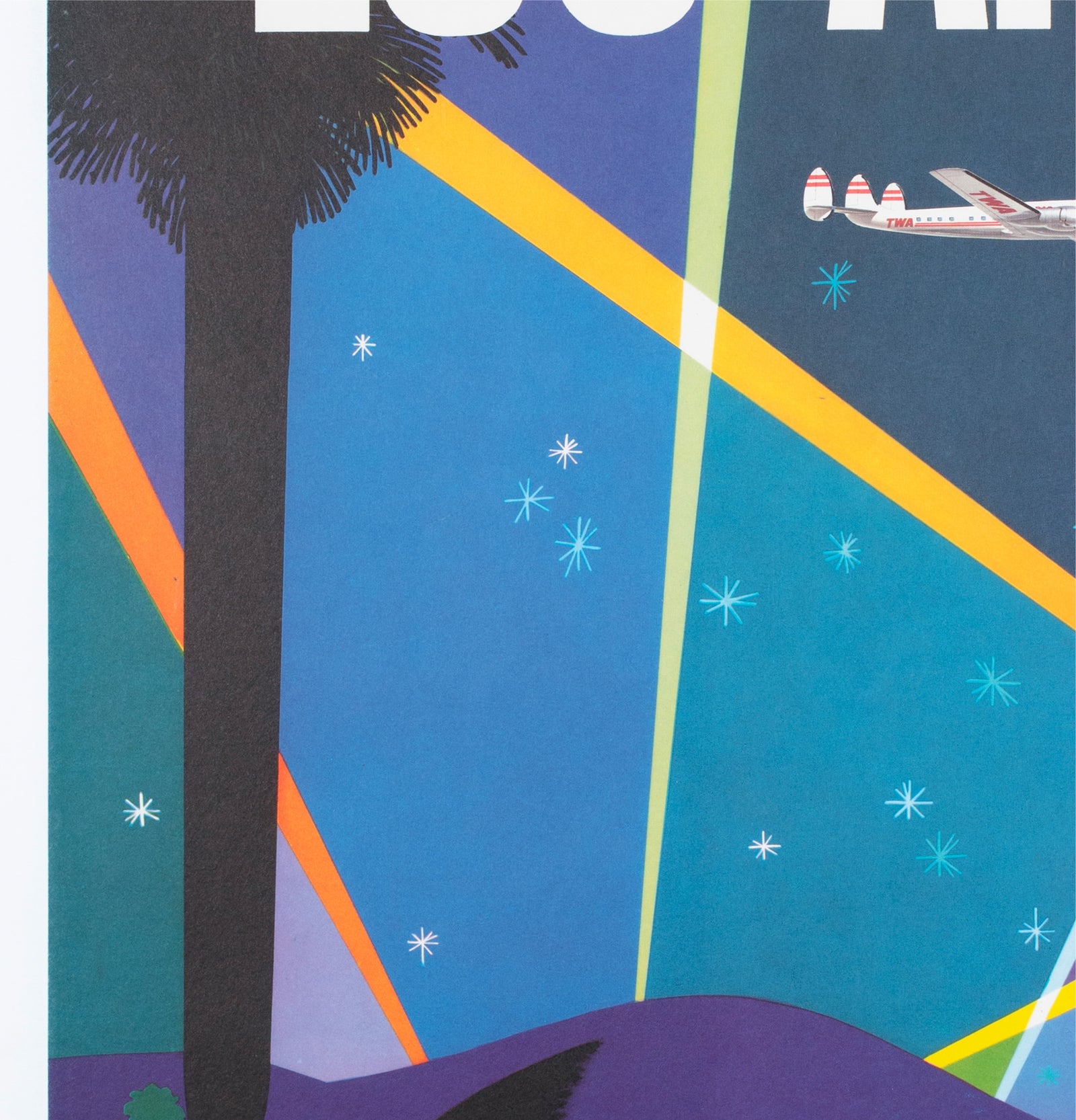 TWA Los Angeles c1958 Airline Travel Poster David Klein - detail